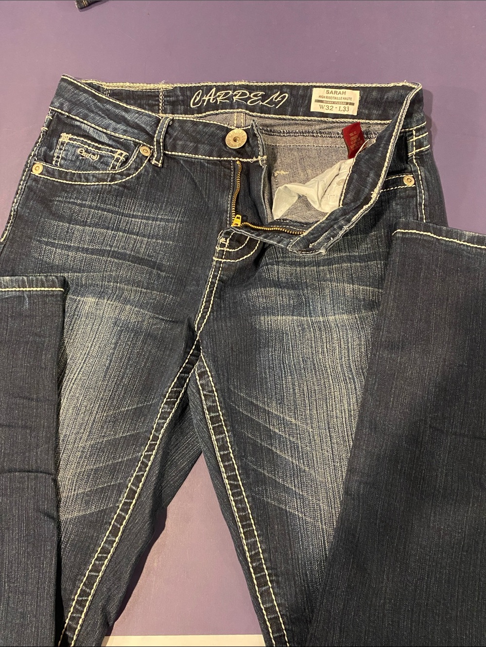 Carrera Women’s Dark Indigo Skinny Jeans with Cream Contrast Stitching